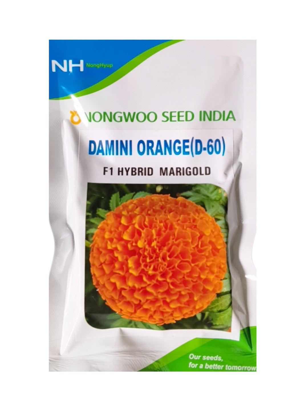 namdhari flower seeds Marigold Damini Orange F1 Hybrid Nongwoo Seeds (1000N)